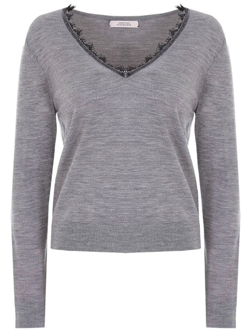 Dorothee Schumacher Promising Passions Lace Trim 100% Wool Sweater Size Small?